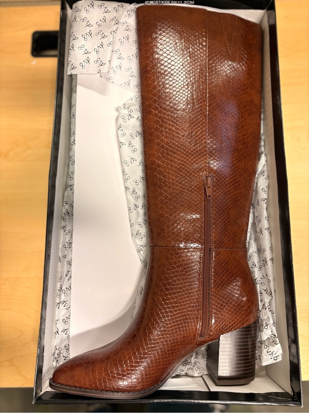 Dolce Vita Cognac Brown Textured Knee-High Heeled Boot